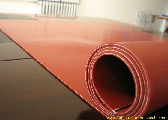 Dark Red Heat Resistant Silicone Rubber Sheet Rolls Reinforced To Insert 1PLY Fabric