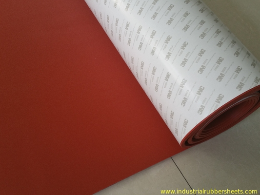 Industrial Grade 100% Virgin Silicone Foam Rubber Sheet with Backing Adhesive 3M Red