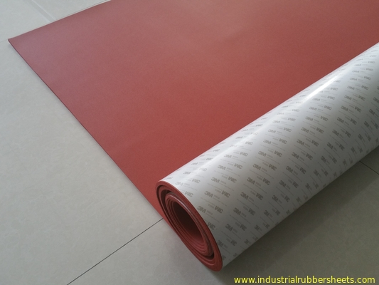 Industrial Grade 100% Virgin Silicone Foam Rubber Sheet with Backing Adhesive 3M Red