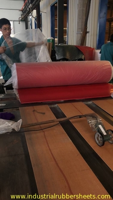Smooth / Impression Fabric Industrial Rubber Sheet Red Color With Premium Grade