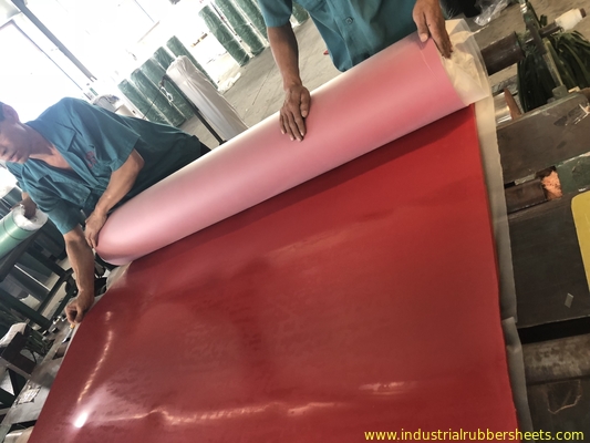 Smooth / Impression Fabric Industrial Rubber Sheet Red Color With Premium Grade