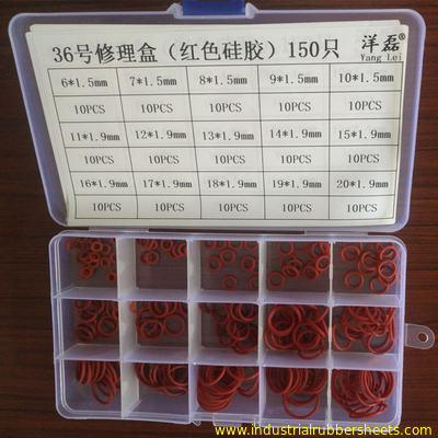Red Color O Ring Seal Kit / Small O Ring Kit Virgin Silicone Material