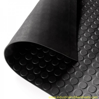 Industrial Use Anti Slip Floor Mat Round Button Rubber Ground Sheet 3mm