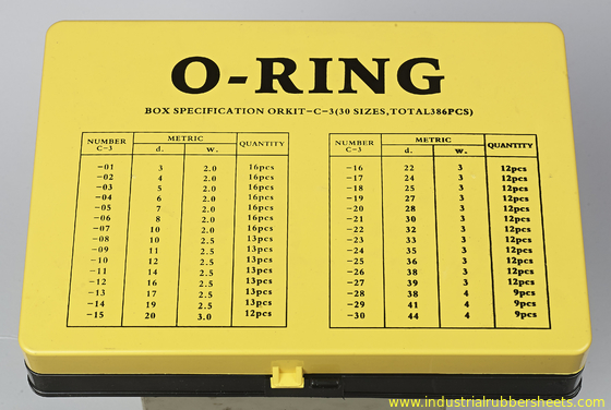 Van de de O-ringsuitrusting ISO3601 AS568A DIN3771 JIS B2401 van NBR de Rubber Standaard, Gele en Rode Kleur